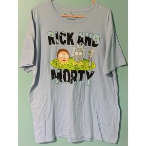 Rick and Morty Light Blue Cartoon Network Adult Swim Men's T-Shirt Size 2XL